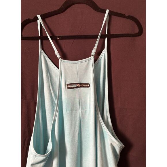 Womens Light Blue Adjustable Strap Jumpsuit With Pockets - Picture 2 of 5